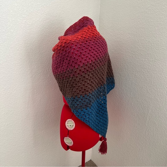 Handmade Crochet Boho Shawl Cape Wrap Scarf NWT - Picture 7 of 9